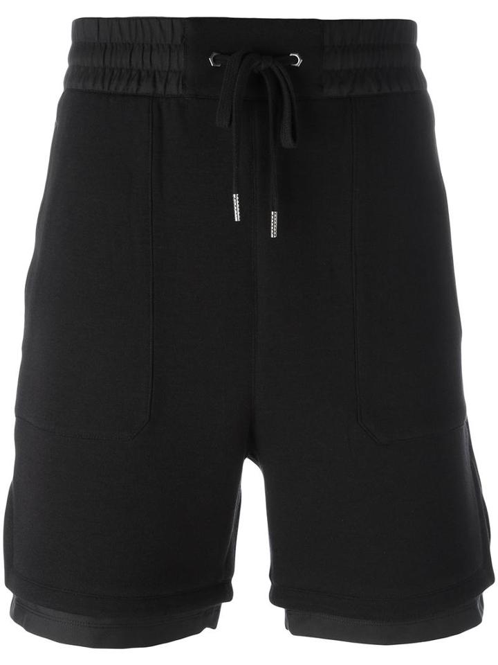 Helmut Lang Angled Hem Track Shorts, Men's, Size: Small, Black, Viscose/cotton/nylon/polyamide