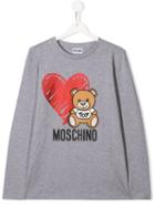 Moschino Kids Teen Teddy Bear Printed T-shirt - Grey