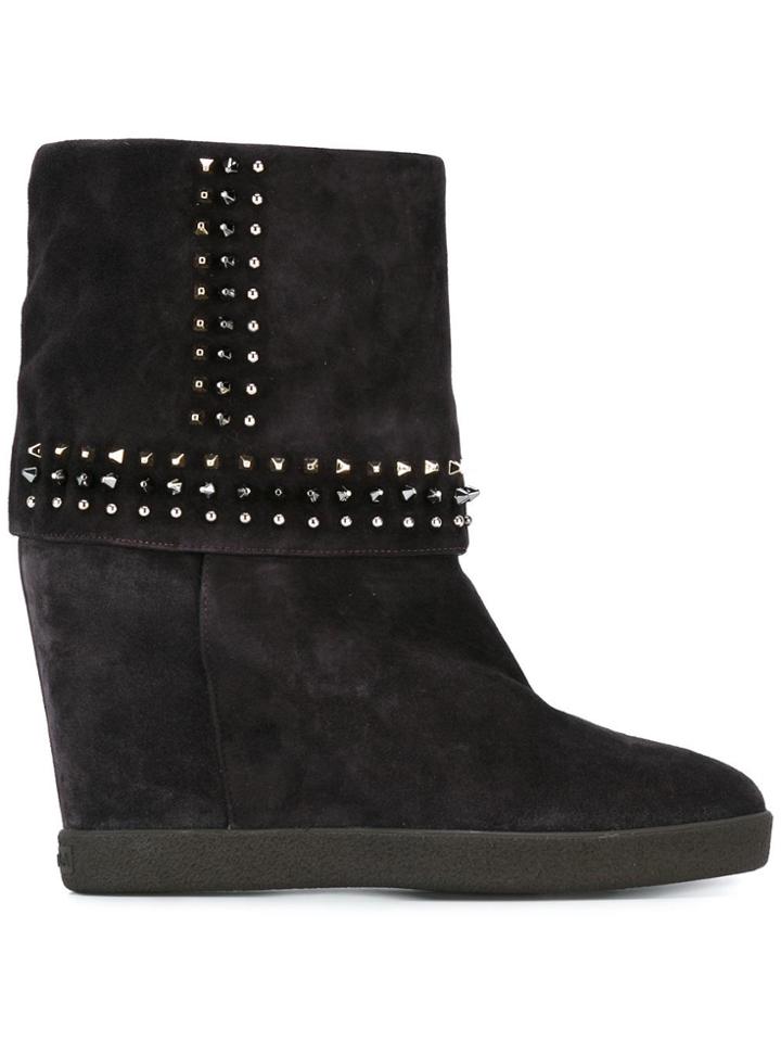 Le Silla Concealed Platform Studded Boots - Grey
