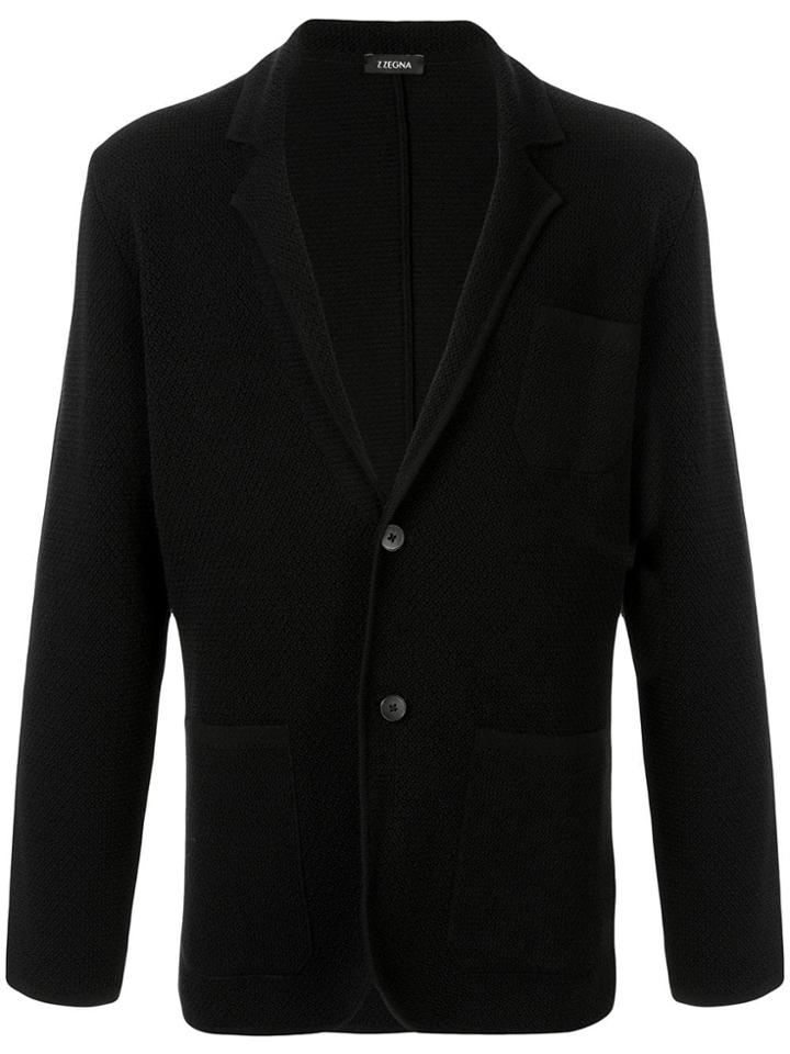 Z Zegna Wool Knit Cardigan - Black