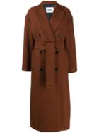 Msgm Double-breasted Virgin Wool Coat - Brown