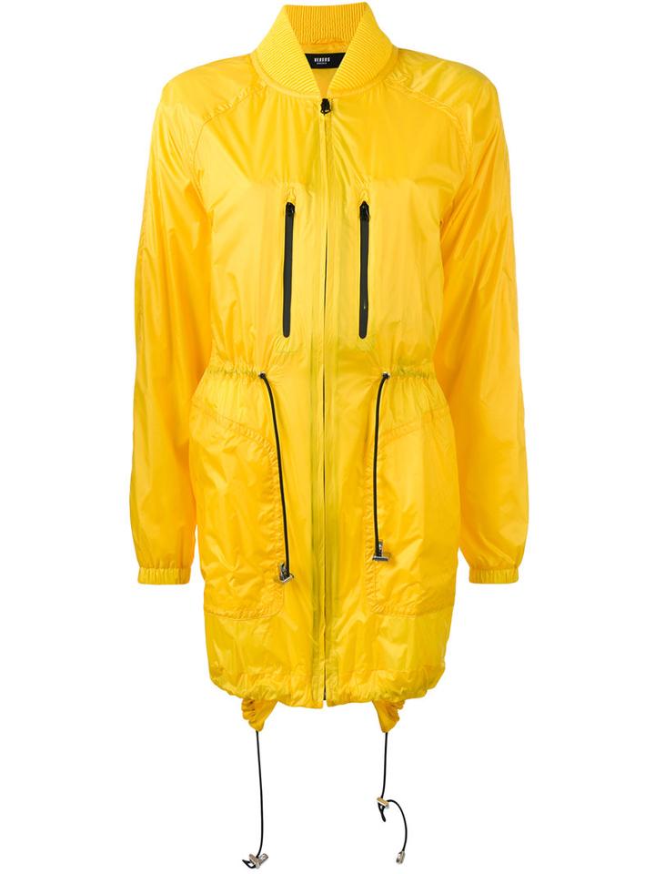 Versus Drawstring Parka, Women's, Size: 42, Yellow/orange, Polyamide/polyester