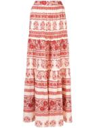 Johanna Ortiz Printed Tiered Maxi Skirt - Yellow