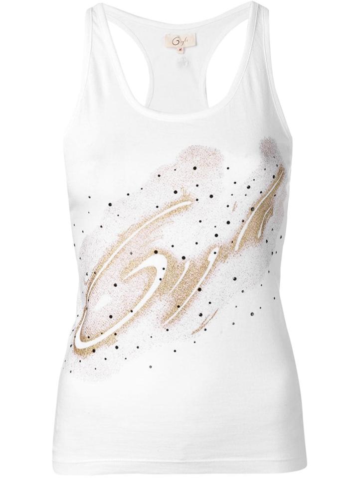 Romeo Gigli Vintage Glitter Embellished Tank Top - White