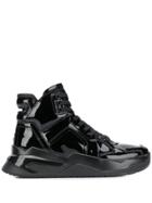 Balmain Patent Leather High-top Sneakers - Black