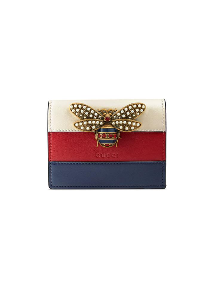 Gucci Queen Margaret Leather Card Case - Blue
