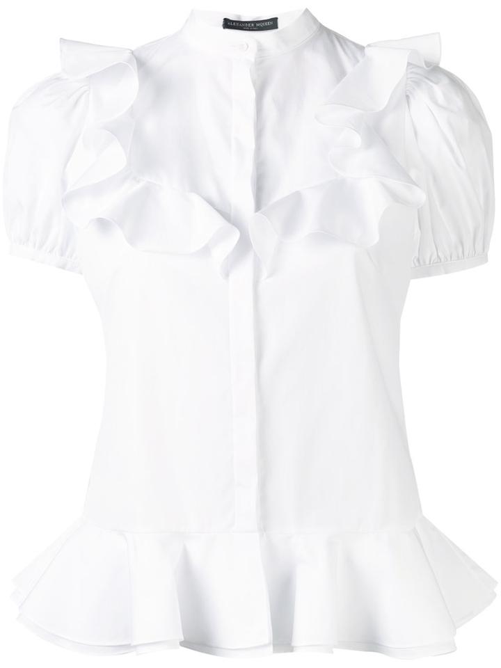 Alexander Mcqueen - Ruffled Shirt - Women - Silk/cotton - 44, White, Silk/cotton