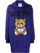 Moschino Beaded Teddy Bear Hoodie Dress - Purple