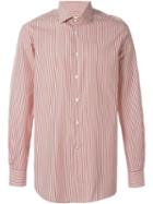 Kiton Striped Shirt, Men's, Size: 42, Red, Cotton