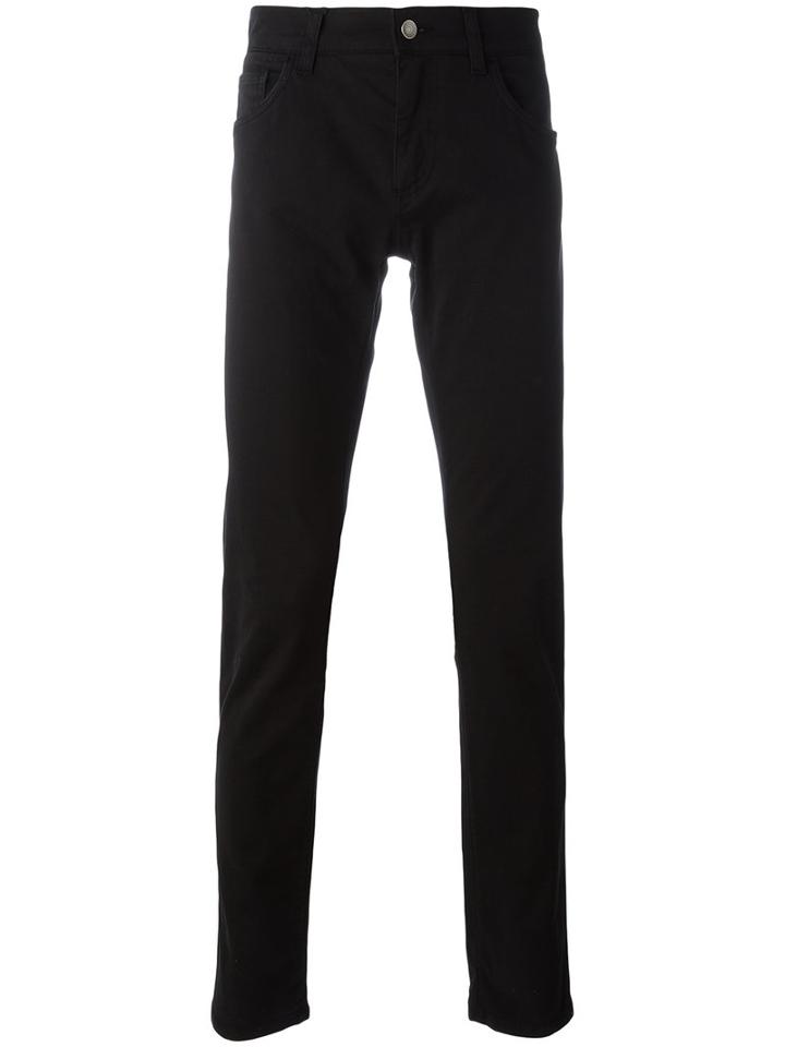 Dolce & Gabbana Guitar Patch Slim Jeans, Men's, Size: 48, Black, Cotton/spandex/elastane