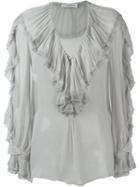 Philosophy Di Lorenzo Serafini Ruffle Detail Blouse, Women's, Size: 46, Grey, Silk