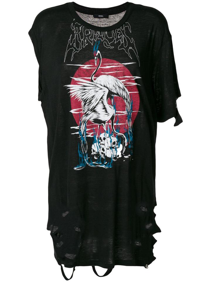 Diesel Distressed Graphic-print T-shirt - Black
