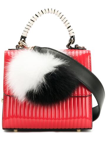 Les Petits Joueurs Rabbit Fur Pom Pom Mini Bag - Red