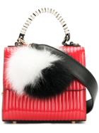 Les Petits Joueurs Rabbit Fur Pom Pom Mini Bag - Red