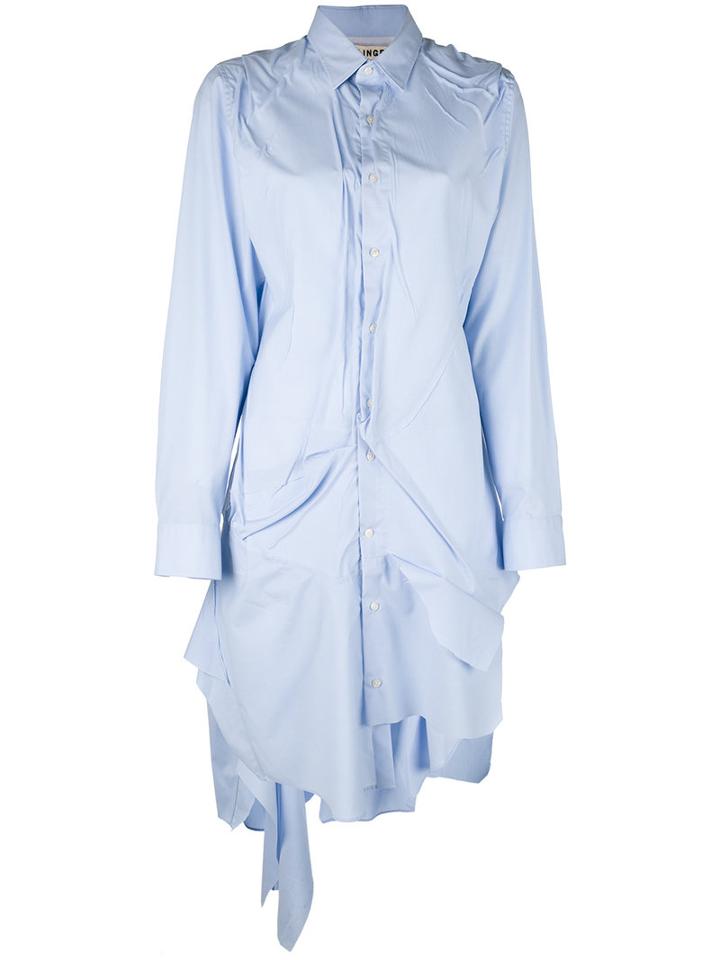 Asymmetric Shirt Dress - Women - Cotton - M, Blue, Cotton, Ottolinger