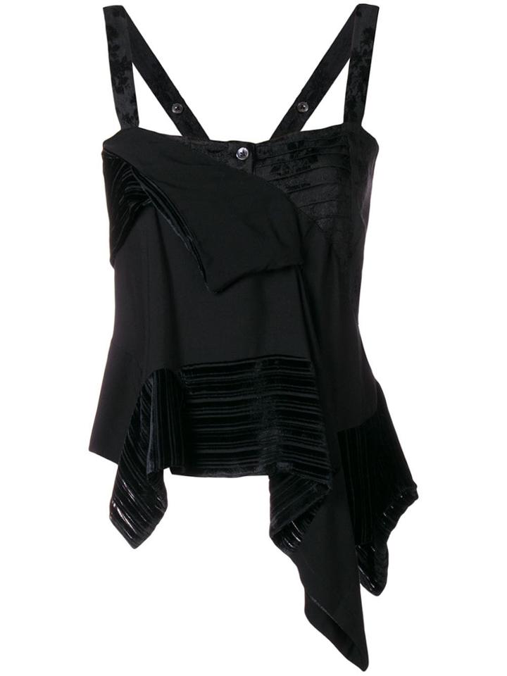 Ann Demeulemeester Asymmetric Ruffle Top - Black