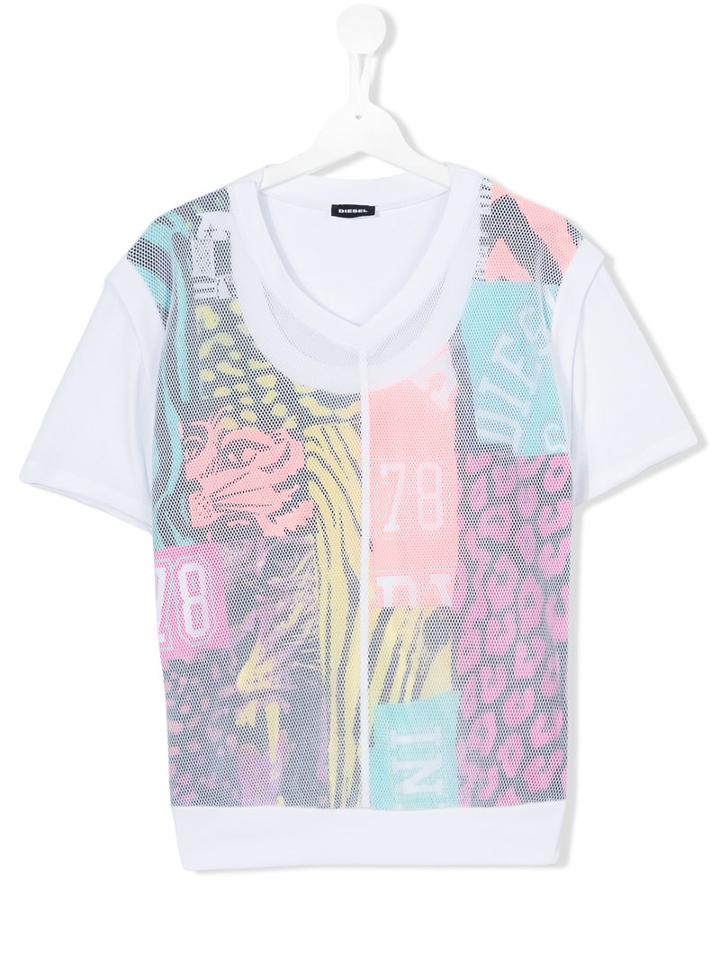 Diesel Kids - Print T-shirt - Kids - Cotton/polyester - 16 Yrs, White