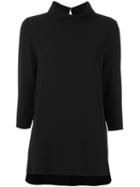 P.a.r.o.s.h. Long Length Roll Neck Top, Women's, Size: Large, Black, Polyester/spandex/elastane