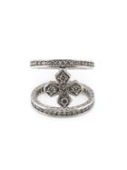 Loree Rodkin Mini Halo Princess Cross Diamond Mid Finger Ring, Women's, Size: 3, Metallic