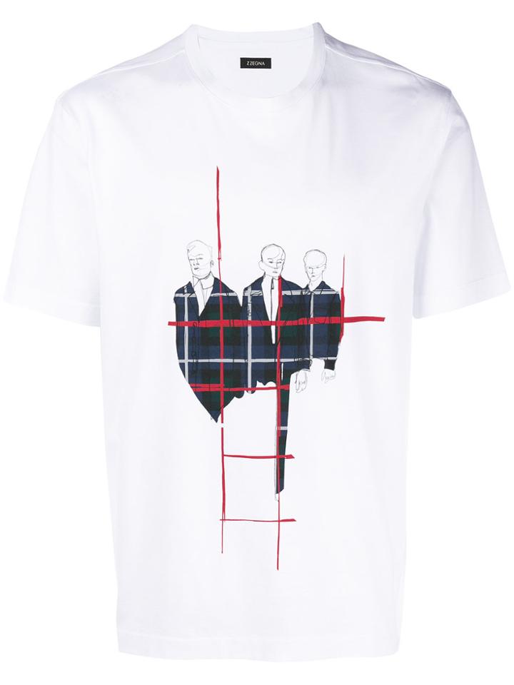 Z Zegna Printed Round Neck T-shirt - White