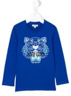 Kenzo Kids - Tiger Printed Longsleeved T-shirt - Kids - Cotton - 4 Yrs, Blue
