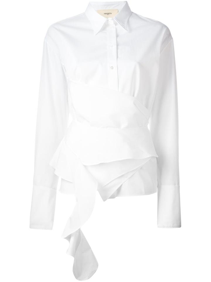 Ports 1961 Ruffled Overlay Shirt, Women's, Size: 40, White, Cotton