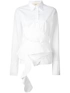 Ports 1961 Ruffled Overlay Shirt, Women's, Size: 40, White, Cotton