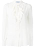 Prada Pussy-bow Blouse, Women's, Size: 42, White, Silk