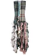 Jw Anderson Ruffled-hem Patchwork Dress - Green