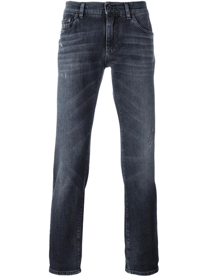 Dolce & Gabbana Slim Fit Jeans, Men's, Size: 48, Grey, Cotton/spandex/elastane
