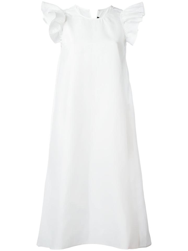 Sofie D'hoore Frilled Sleeves Flared Dress, Women's, Size: 34, White, Cotton