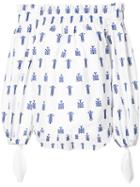 Caroline Constas Printed Off Shoulder Blouse, Women's, Size: Small, White, Cotton