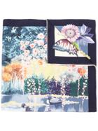 Salvatore Ferragamo Flower Printed Scarf - Blue