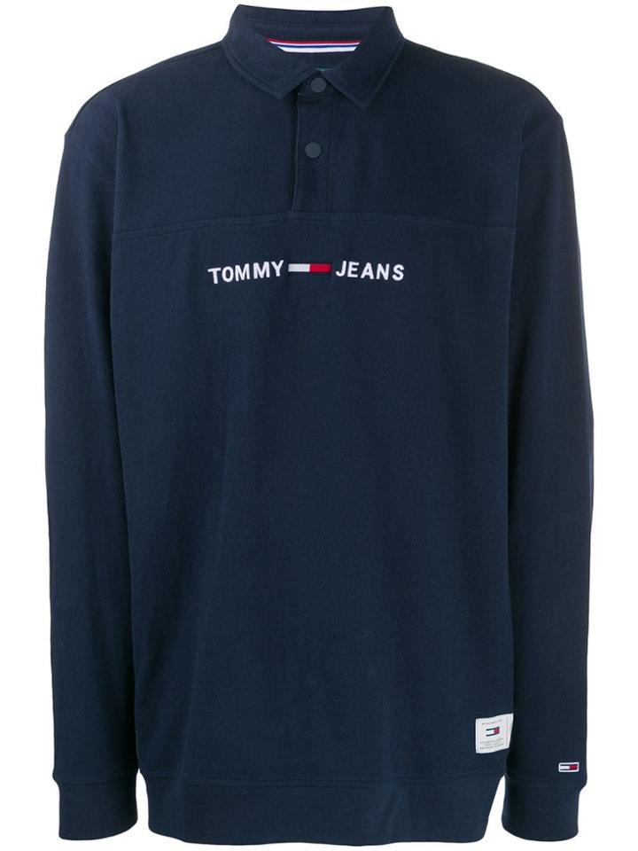Tommy Jeans Long Sleeve Polo Top - Blue