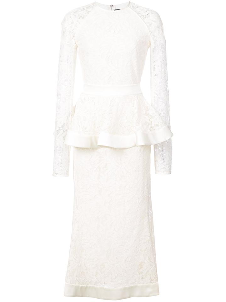 David Koma Peplum Detail Lace Dress - White