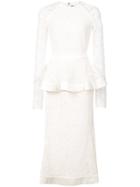 David Koma Peplum Detail Lace Dress - White