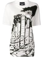 Moschino Cityscape Sketch Printed T-shirt - White
