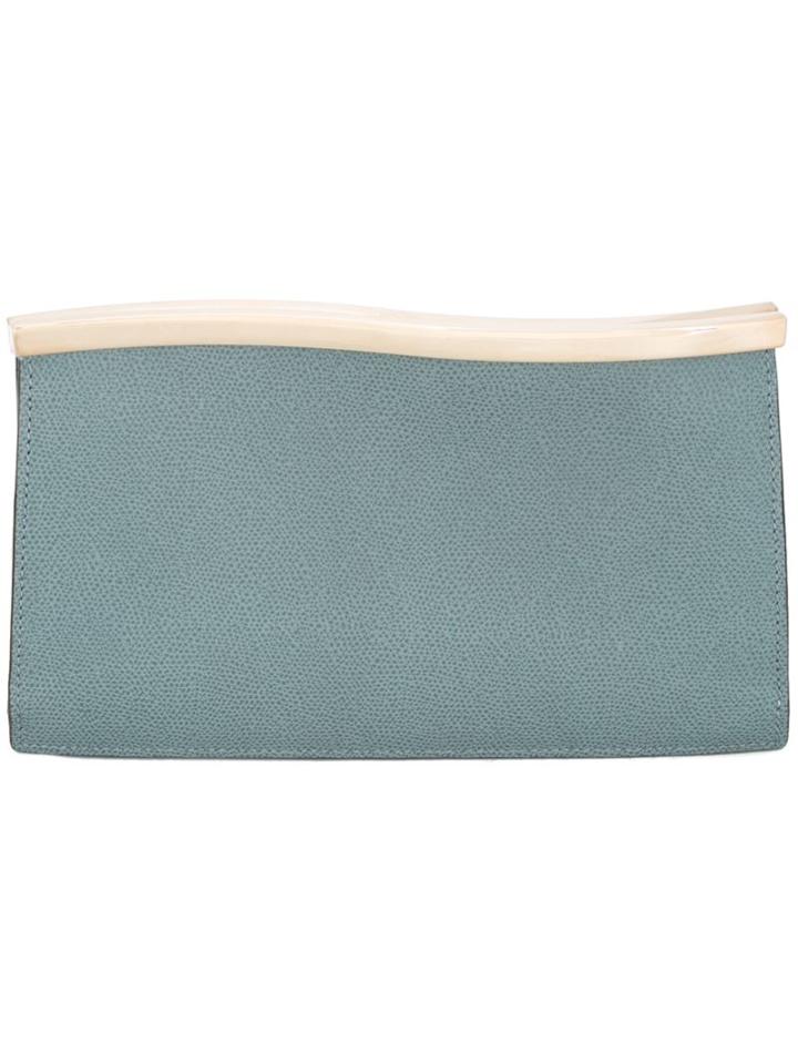 Valextra Wavy Clutch, Women's, Blue, Calf Leather