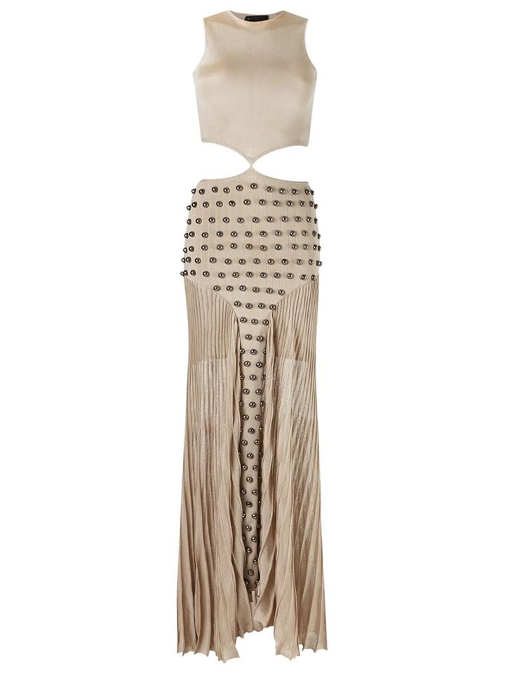 Andrea Bogosian Long Knitted Studded Dress, Women's, Size: P, Nude/neutrals, Polyamide/viscose