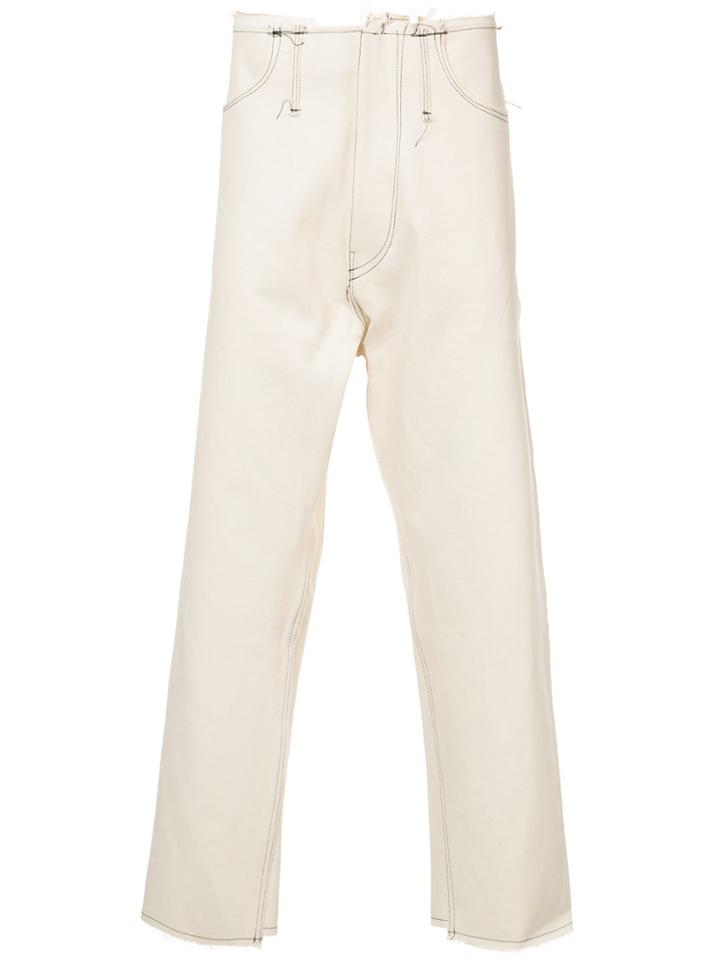 Camiel Fortgens Contrast Stitch Trousers - White