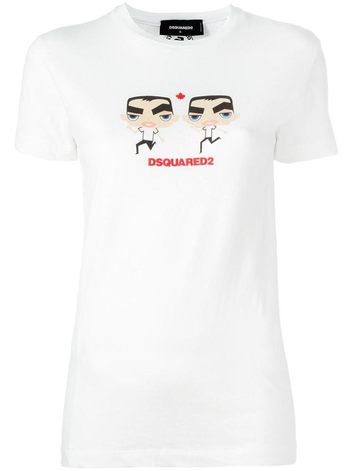 Dsquared2 Caten Twins Cartoon T-shirt, Women's, Size: Large, White, Cotton