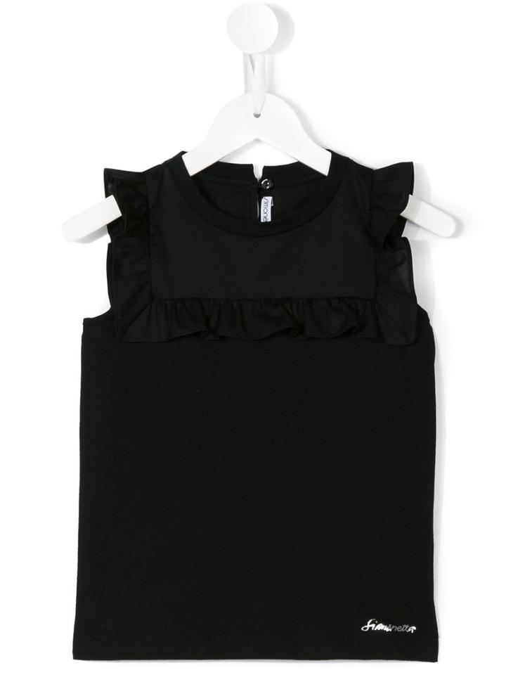 Simonetta Ruffled Tank Top, Girl's, Size: 6 Yrs, Black
