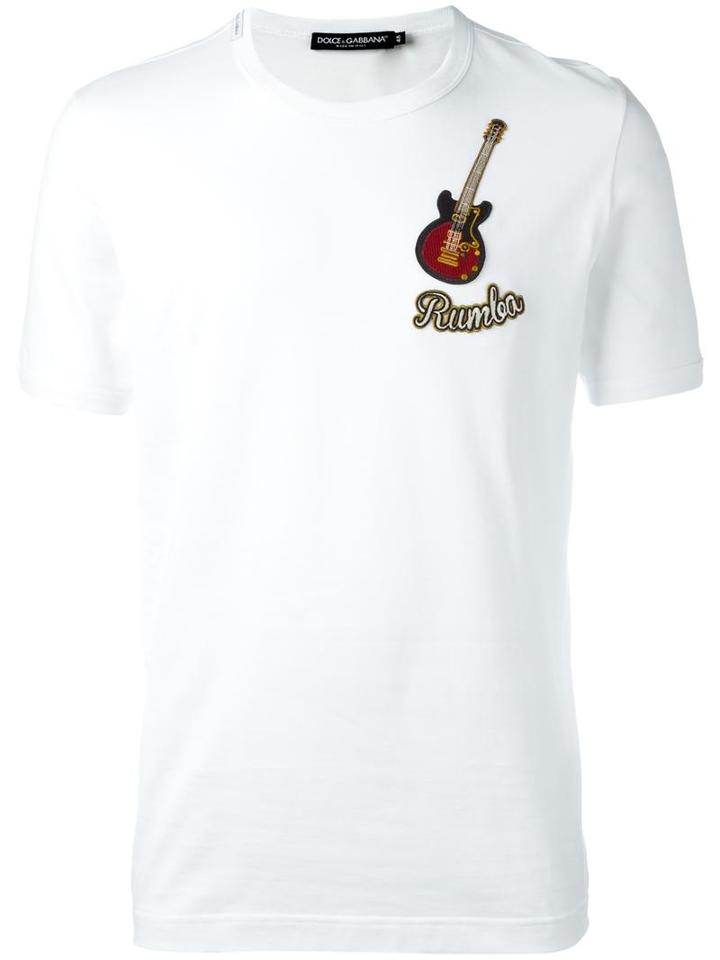 Dolce & Gabbana Rumba Guitar Patch T-shirt, Men's, Size: 50, White, Cotton
