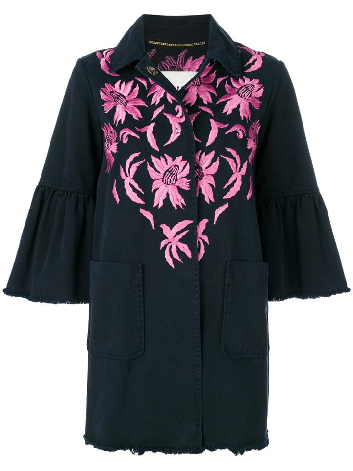 Bazar Deluxe Embroidered Button Jacket - Blue