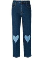 Stella Mccartney - Cropped Heart-embroidered Jeans - Women - Cotton/spandex/elastane - 27, Blue, Cotton/spandex/elastane