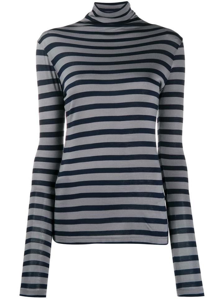 Semicouture Striped Roll Neck Sweater - Grey