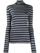 Semicouture Striped Roll Neck Sweater - Grey