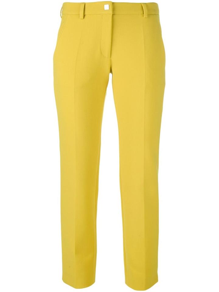 Versace Collection Cropped Trousers, Women's, Size: 38, Yellow/orange, Polyester/spandex/elastane/cotton