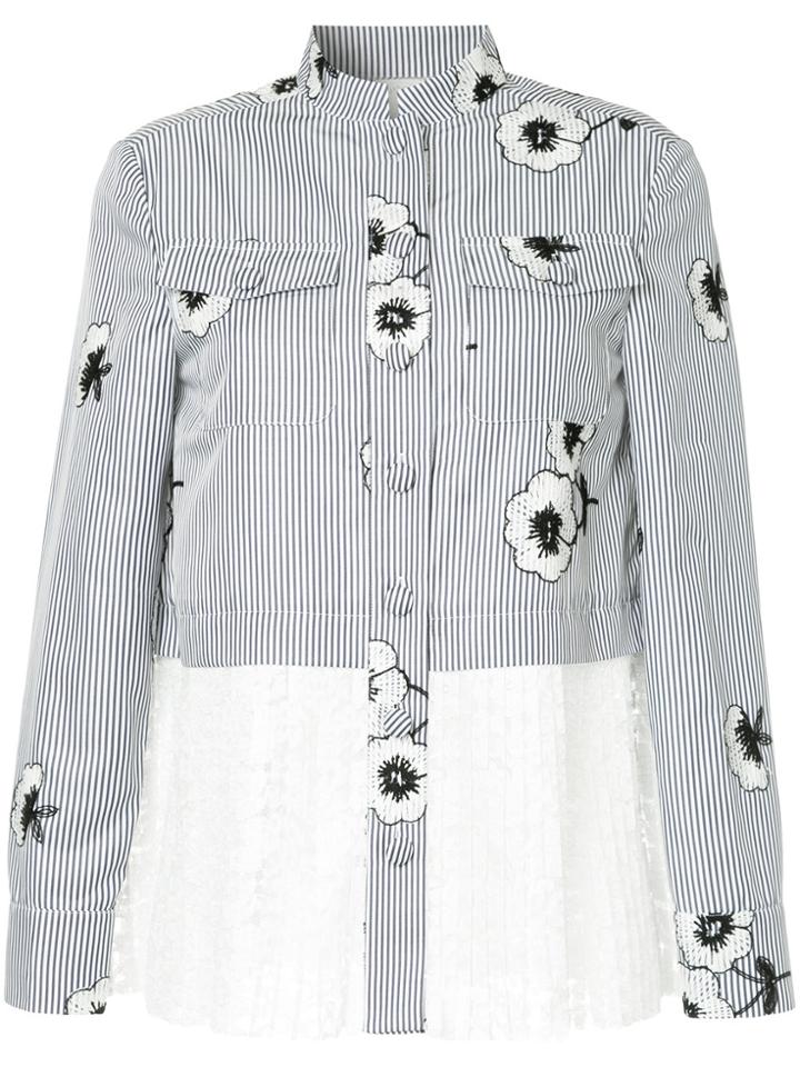 Huishan Zhang Floral Striped Shirt - Blue