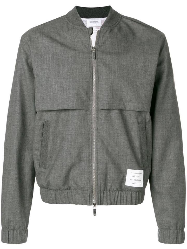 Thom Browne Center-back Stripe Wool Bomber - Grey